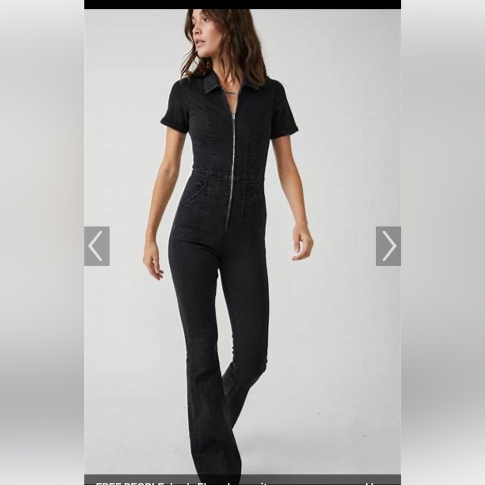 Free People Black Jumpsuit with plunging neckline